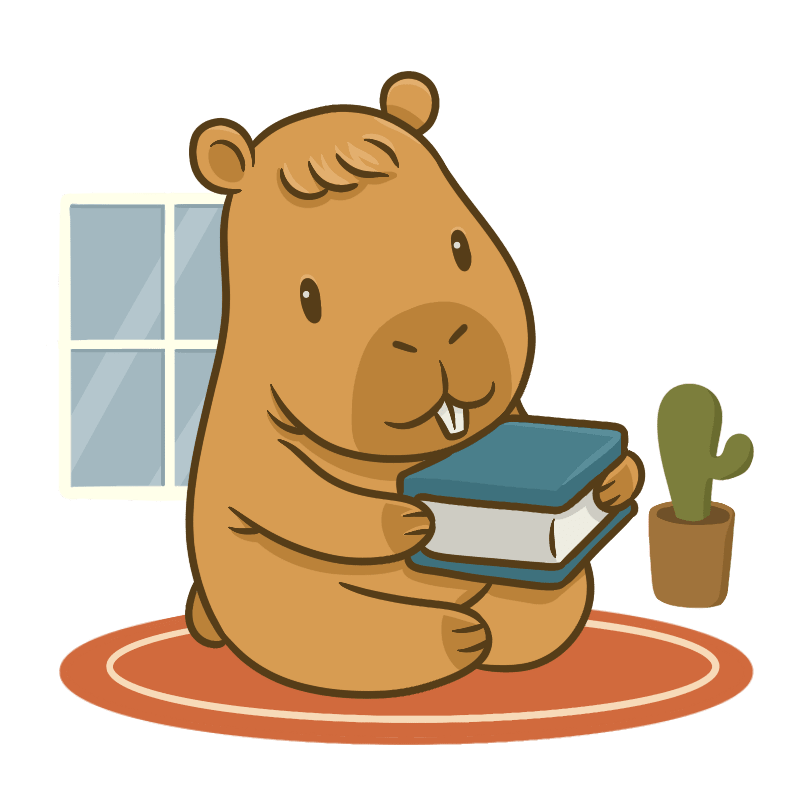 Capybara reading peacefully
